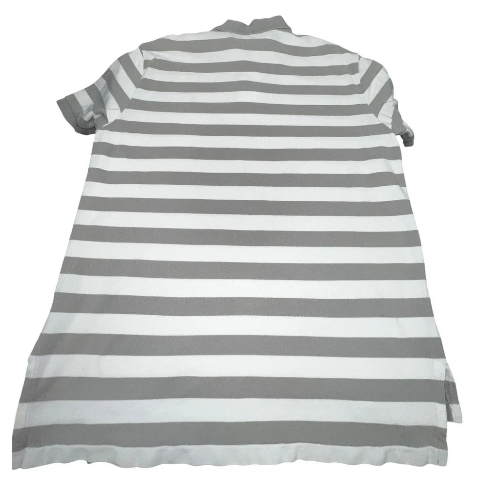 Polo Ralph Lauren Mens XL Grey White Striped Short Sleeve Cotton Polo Shirt